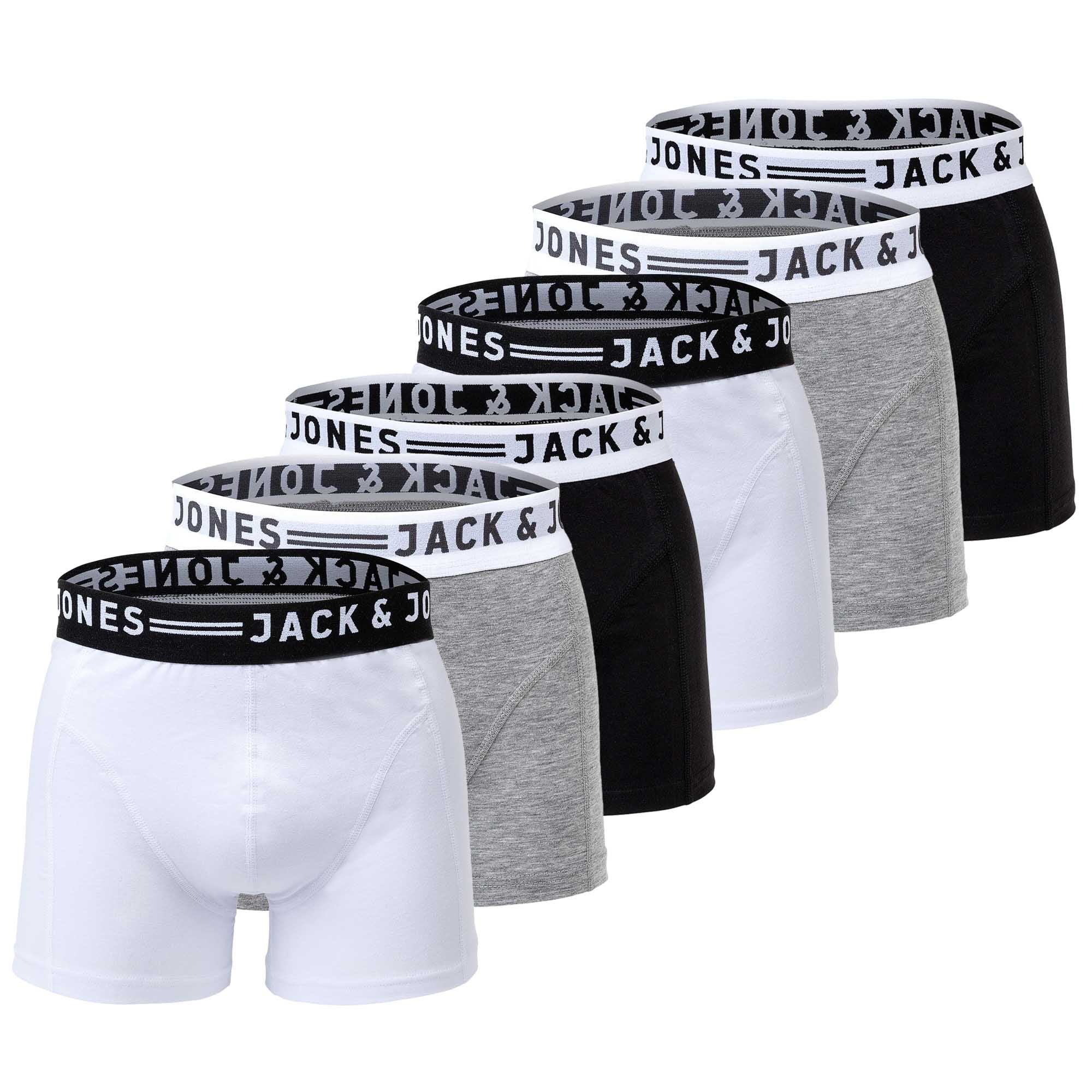 JACK&JONES Herren Boxer Shorts, 6er Pack - SENSE TRUNKS, Baumwoll-Stretch
