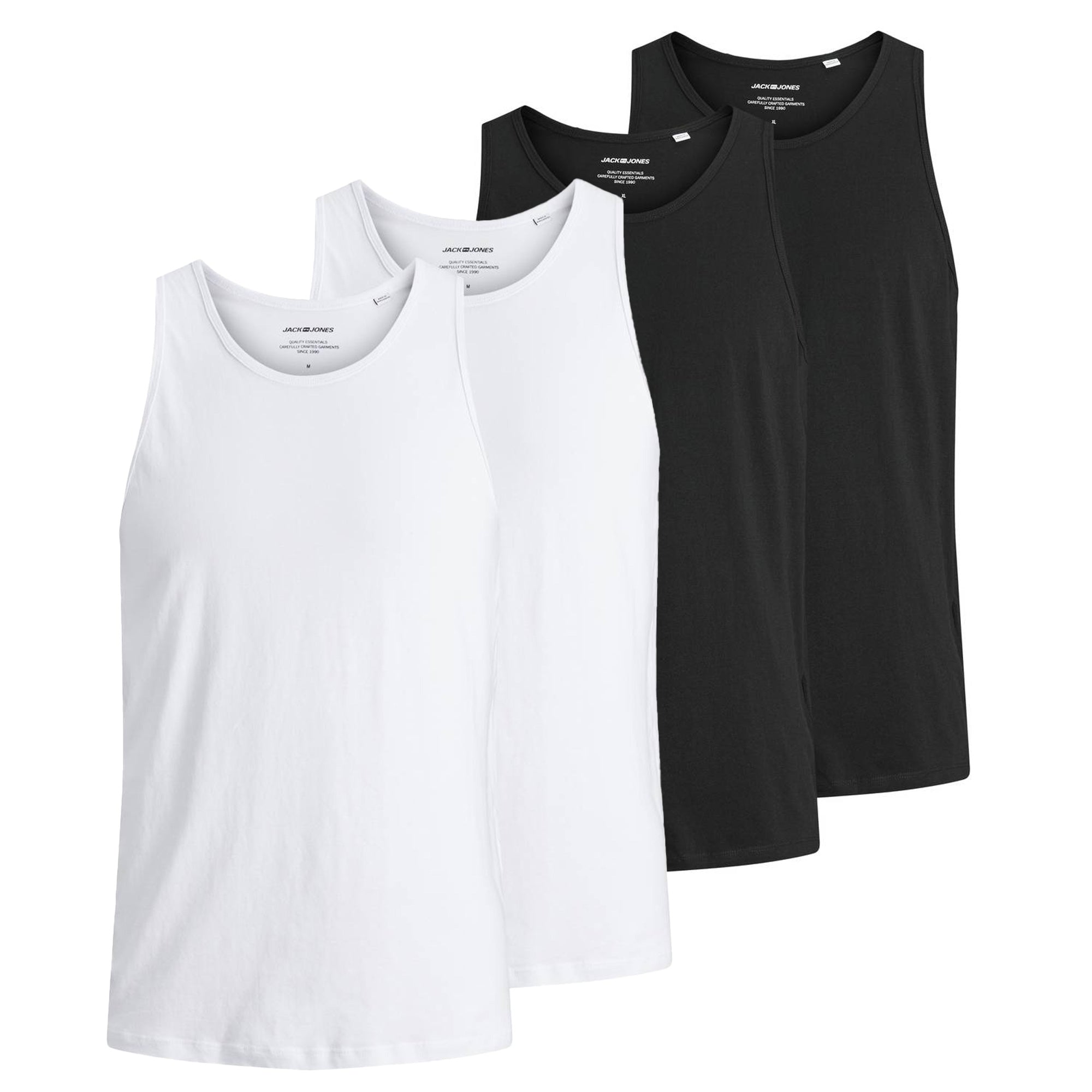 JACK&JONES Herren Tanktop, 4er Pack - JACBASIC TANKTOP, einfarbig, Baumwolle