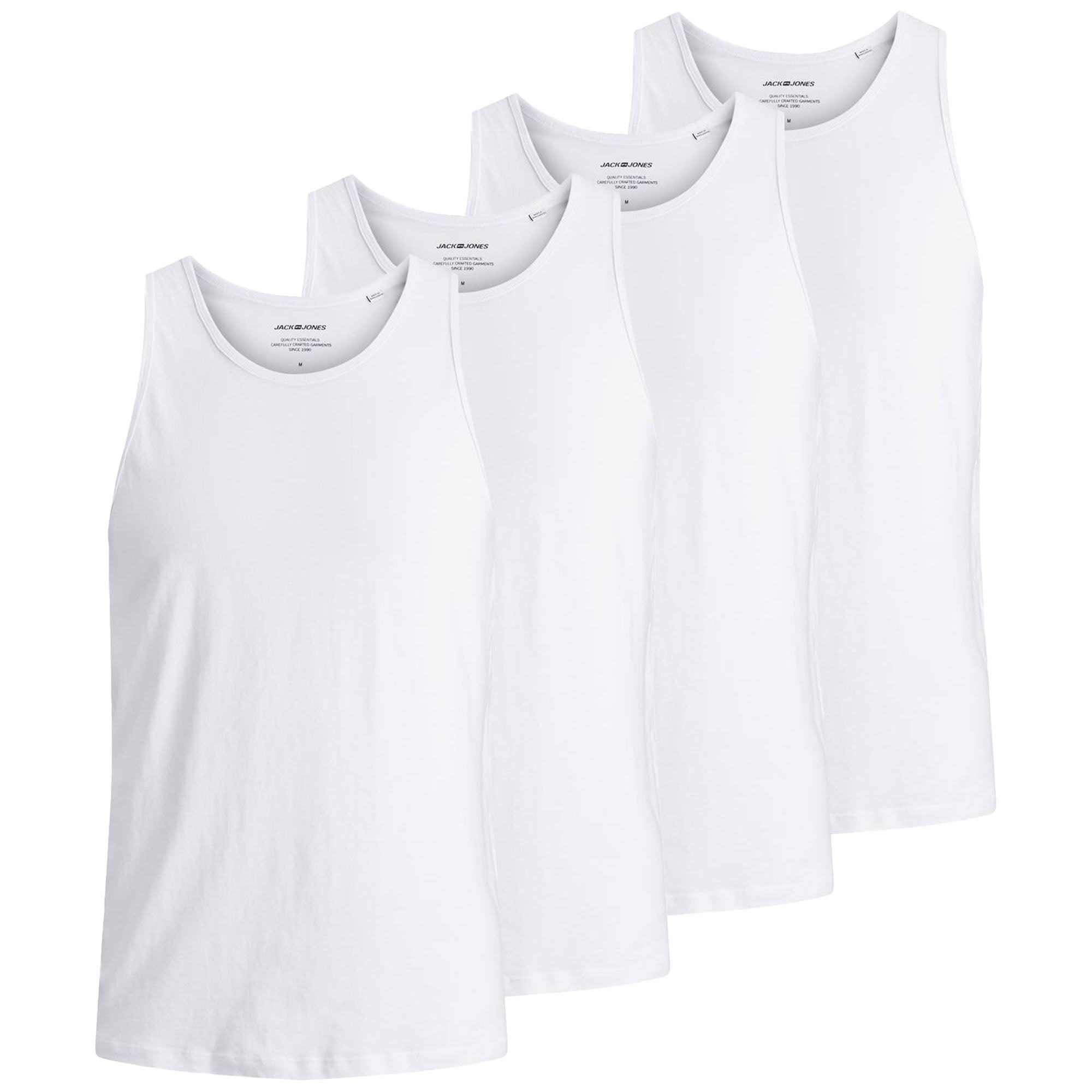 JACK&JONES Herren Tanktop, 4er Pack - JACBASIC TANKTOP, einfarbig, Baumwolle