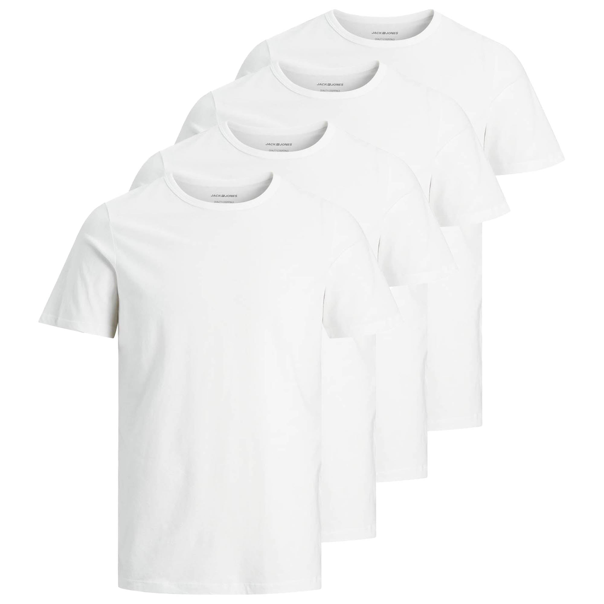 JACK&JONES Herren T-Shirt, 4er Pack - JACBASIC CREW NECK TEE, Kurzarm, einfarbig, Baumwolle