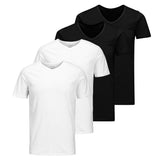 Jack & Jones Men's T-shirt, 4-Pack - JACBASIC V-NECK TEE, Short Sleeve, Solid color, Cotton