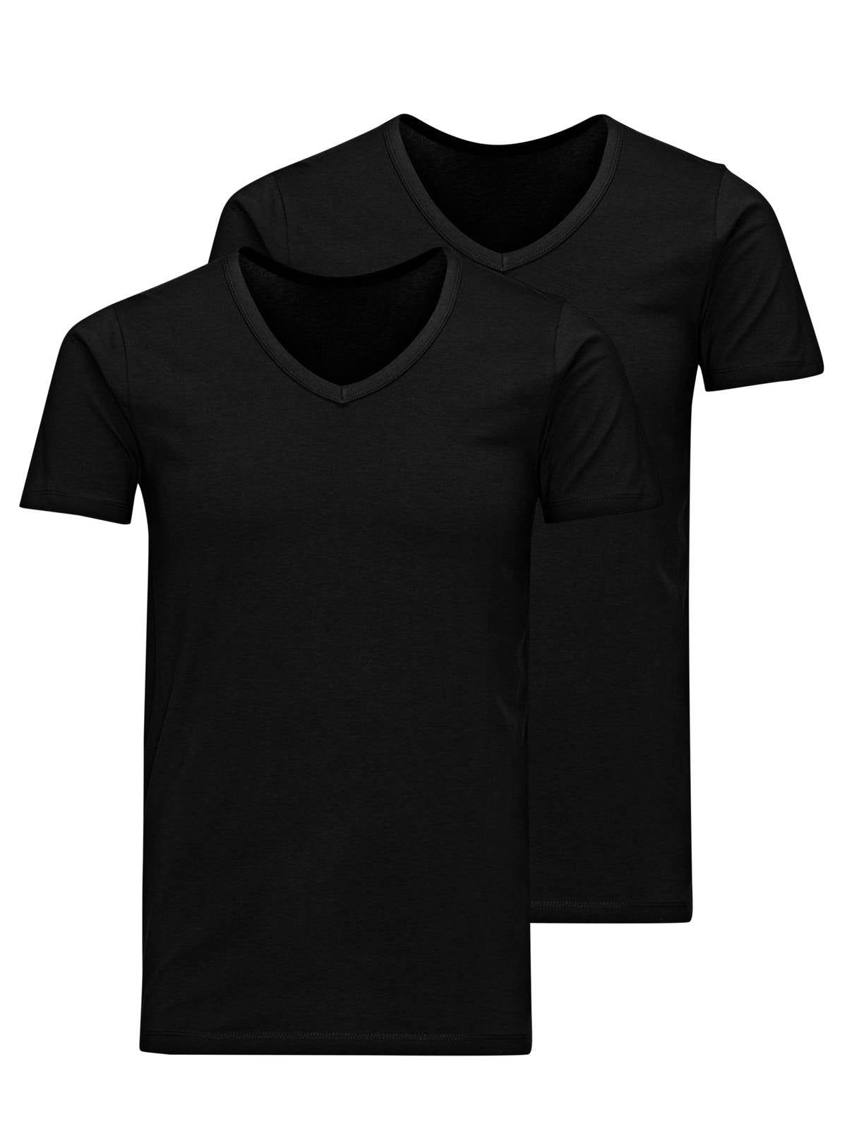 Jack & Jones Men's T-shirt, 2-Pack - JACBASIC V-NECK TEE, Short Sleeve, Solid color, Cotton