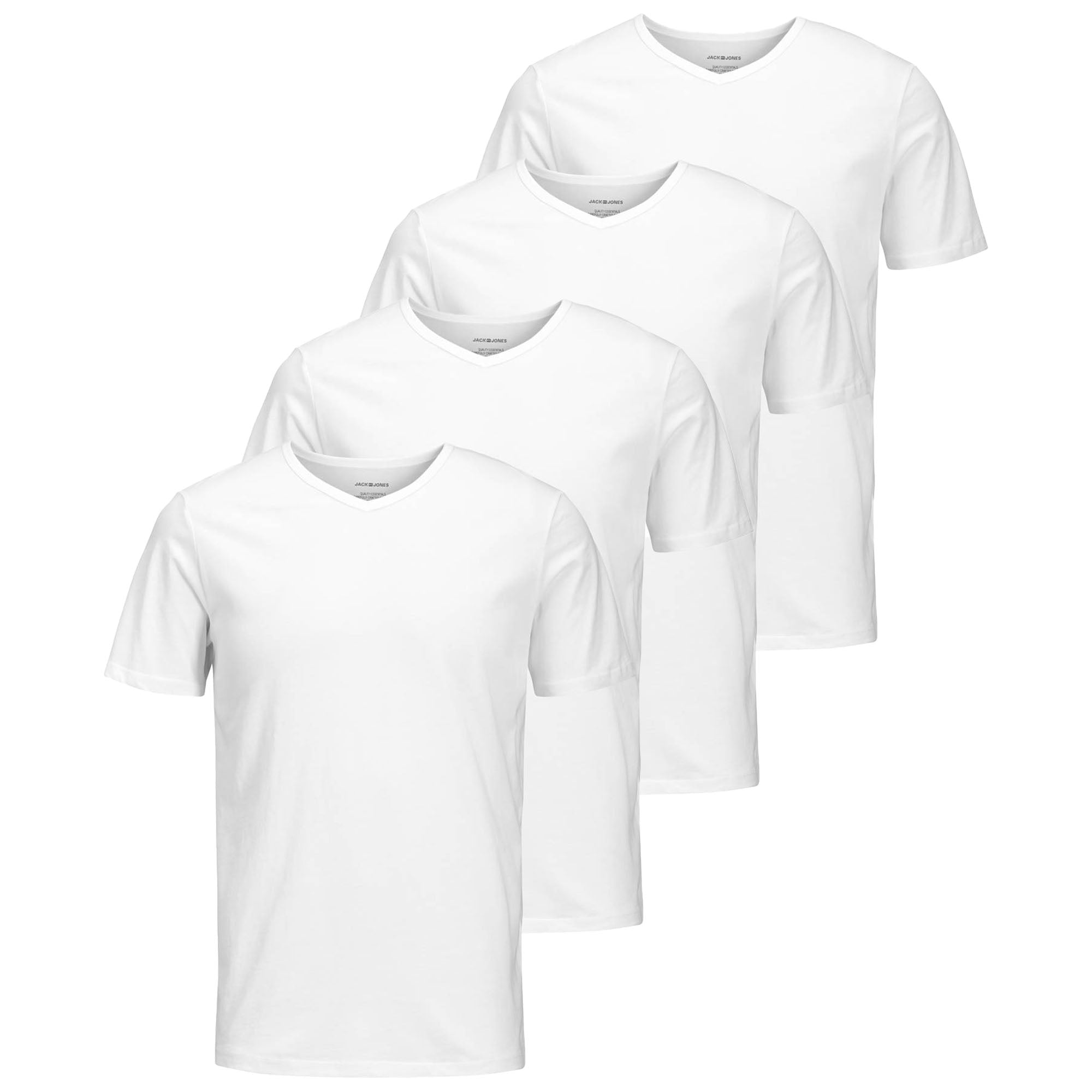 JACK&JONES Herren T-Shirt, 4er Pack - JACBASIC V-NECK TEE, Kurzarm, einfarbig, Baumwolle