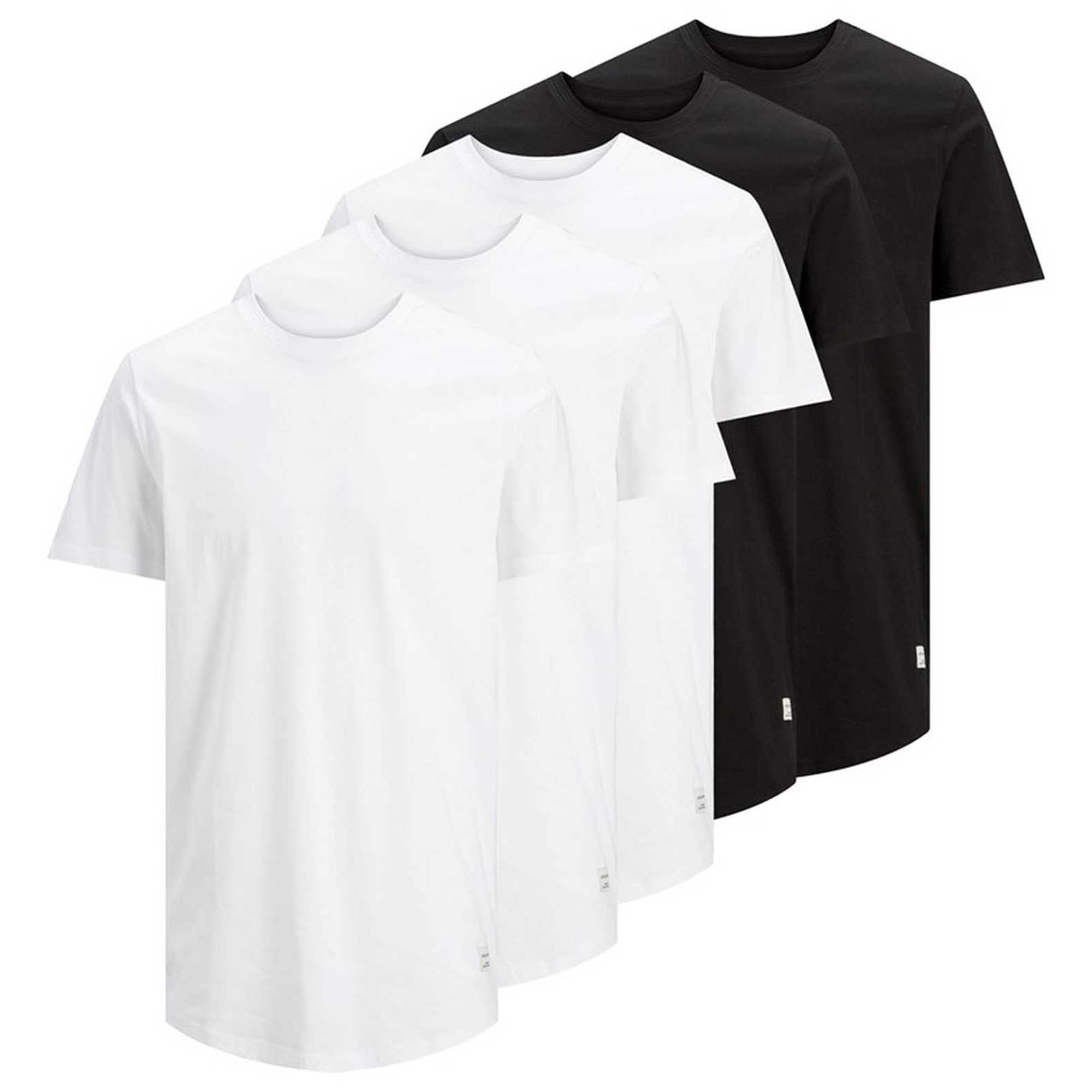 JACK&JONES Herren T-Shirt, 5er Pack - JJENOA, kurzarm, Rundhals, Baumwolle, einfarbig