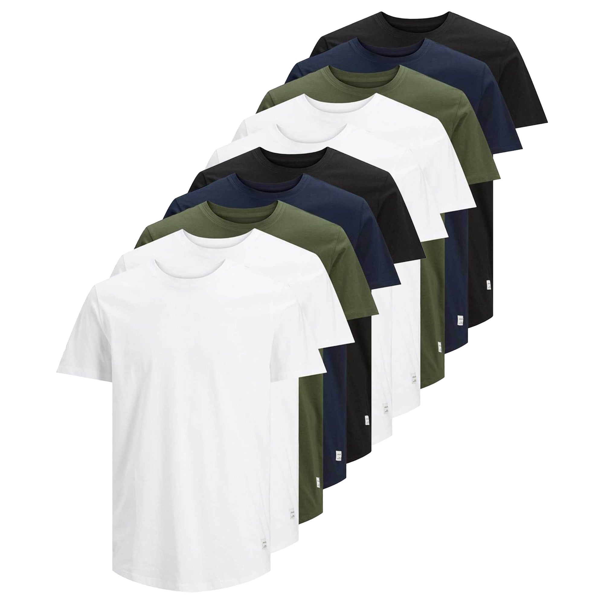 JACK&JONES Herren T-Shirt, 10er Pack - JJENOA, kurzarm, Rundhals, Baumwolle, einfarbig