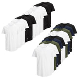 Jack & Jones Men's T-Shirt, 10-Pack - JJENOA, Short Sleeve, Round Neck, Cotton, Solid Color