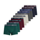 JACK&JONES Herren Boxer Shorts, 10er Pack - JACSOLID, Trunks, Baumwoll-Stretch, Logo einfarbig