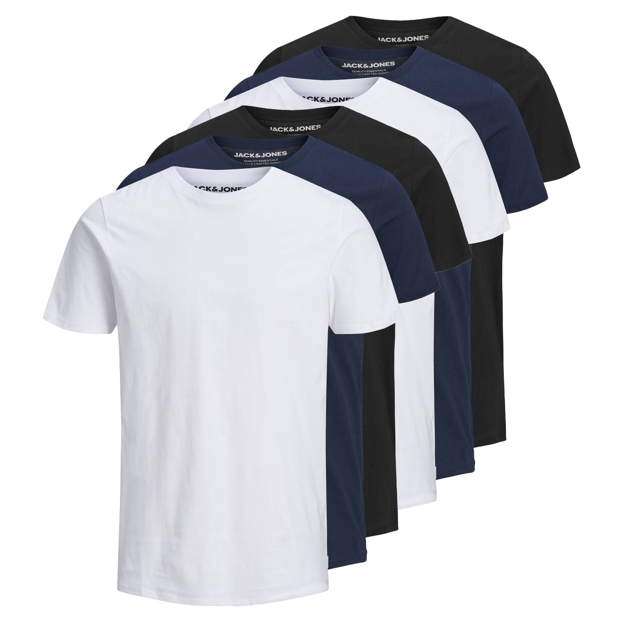 JACK&JONES Herren T-Shirt, 6er Pack - JJEORGANIC BASIC TEE O-NECK, Kurzarm, Bio-Baumwolle
