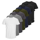 JACK&JONES Men's T-Shirt 7 Pack - JJENOA TEE CREW NECK, Basic, Cotton