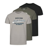 JACK&JONES Herren T-Shirt, 3er Pack - JJETHAN TEE CREW NECK, Vintage Logo, Baumwolle