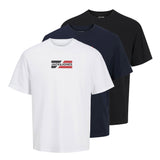 JACK&JONES Herren T-Shirt, 3er Pack - JJECORP GRAPHIC TEE SS 3PK, Kurzarm, Baumwolle