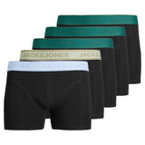 JACK&JONES Men's Boxer Shorts, 5-Pack - JACWESLEY SOLID TRUNKS 5 PACK, Stretch Cotton