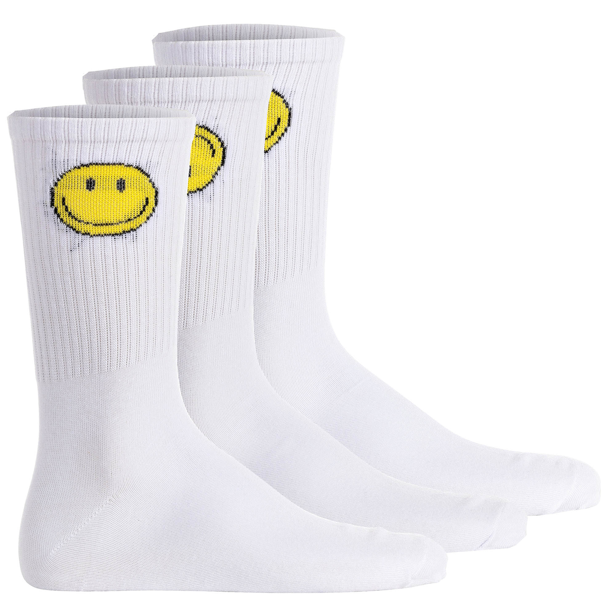 JACK&JONES Herren Socken, 3er Pack - JACGREG SMILEY TENNIS SOCKS, Muster, One Size