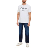 s.Oliver Herren T-Shirt - Basic, Logoprint, Rundhals, Baumwolle – 4/5