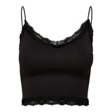 ONLY Damen Cropped-Top - ONLVICKY LACE SEAMLESS CROPPED TOP, Trägertop, Spitze