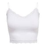 ONLY Damen Cropped-Top - ONLVICKY LACE SEAMLESS CROPPED TOP, Trägertop, Spitze