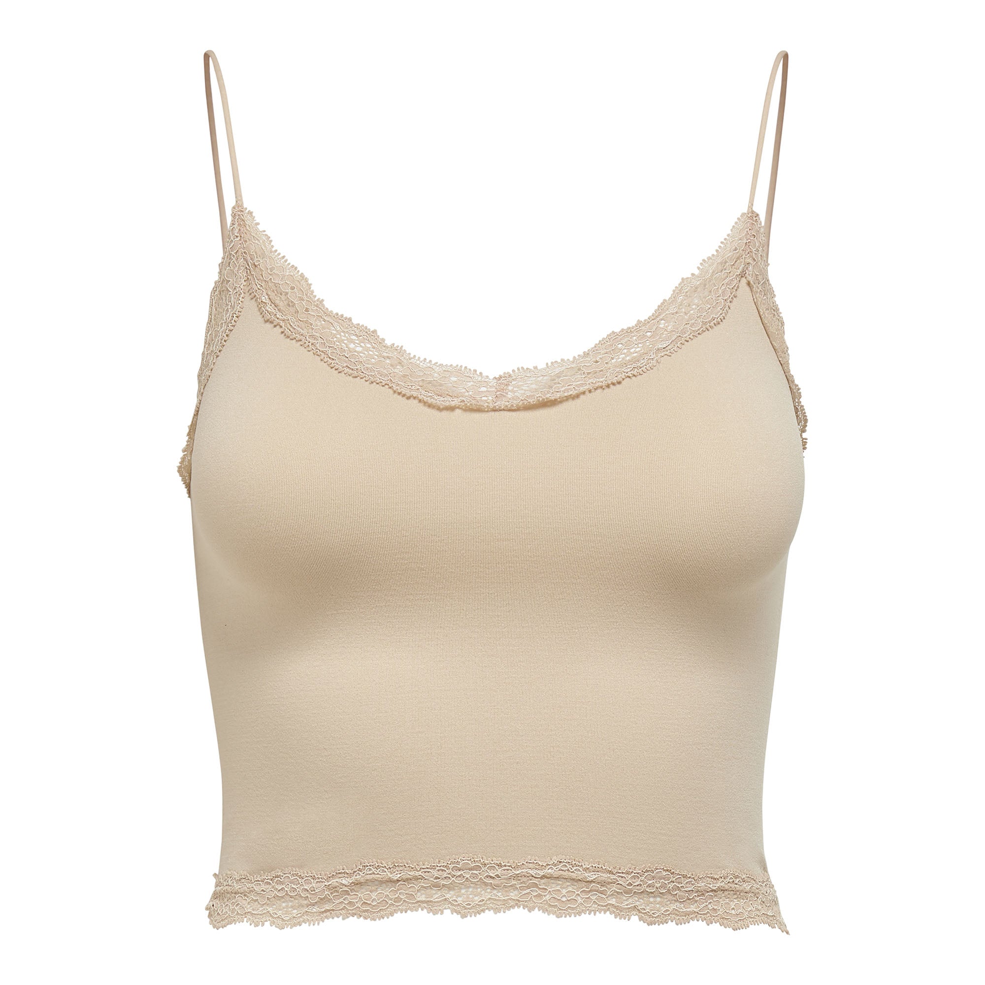 ONLY Damen Cropped-Top - ONLVICKY LACE SEAMLESS CROPPED TOP, Trägertop, Spitze
