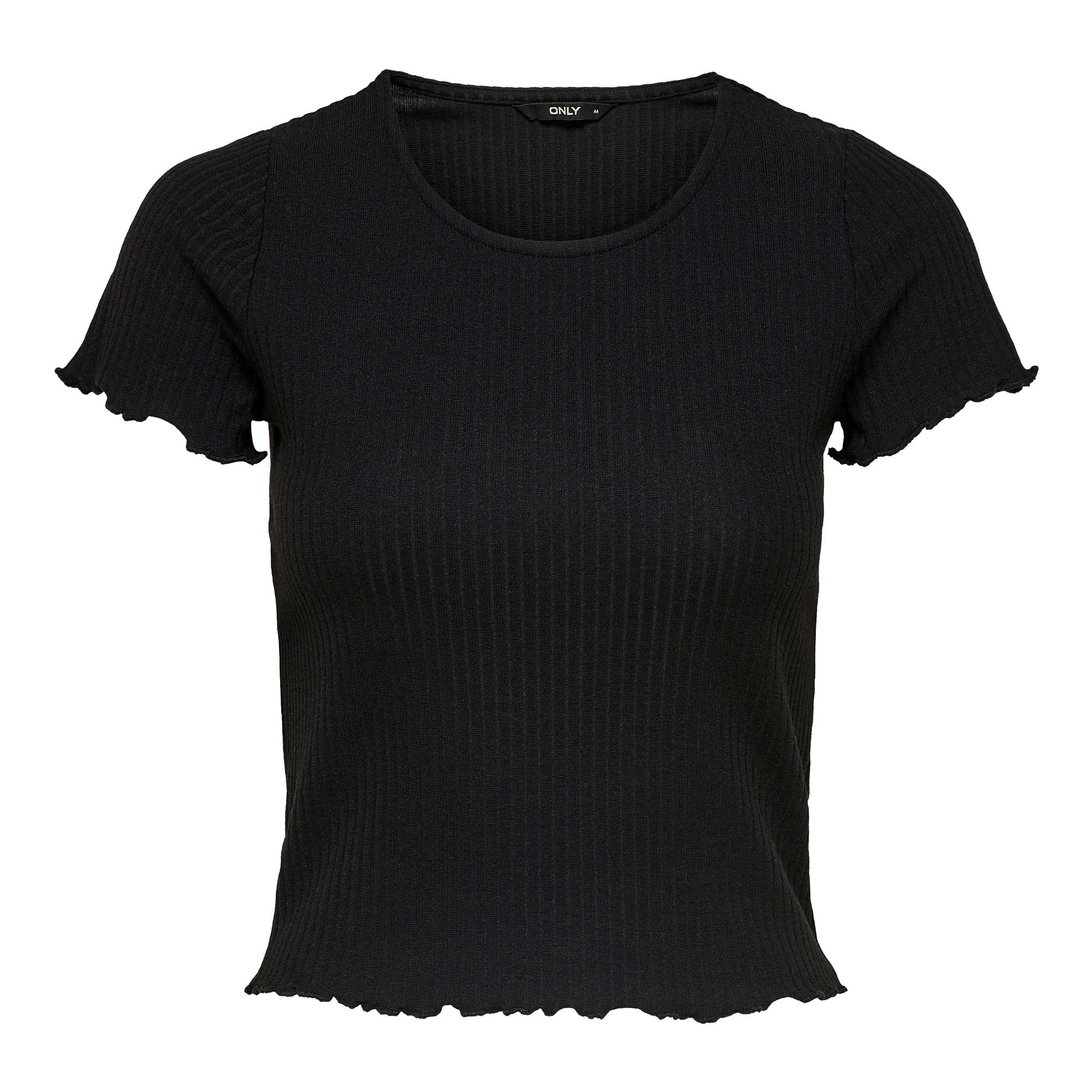 ONLY Damen T-Shirt - ONLEMMA SHORT TOP, Rundhals, Cropped, gerippt, einfarbig
