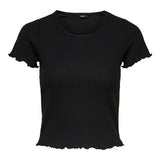 ONLY Damen T-Shirt - ONLEMMA SHORT TOP, Rundhals, Cropped, gerippt, einfarbig