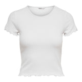 ONLY Damen T-Shirt - ONLEMMA SHORT TOP, Rundhals, Cropped, gerippt, einfarbig