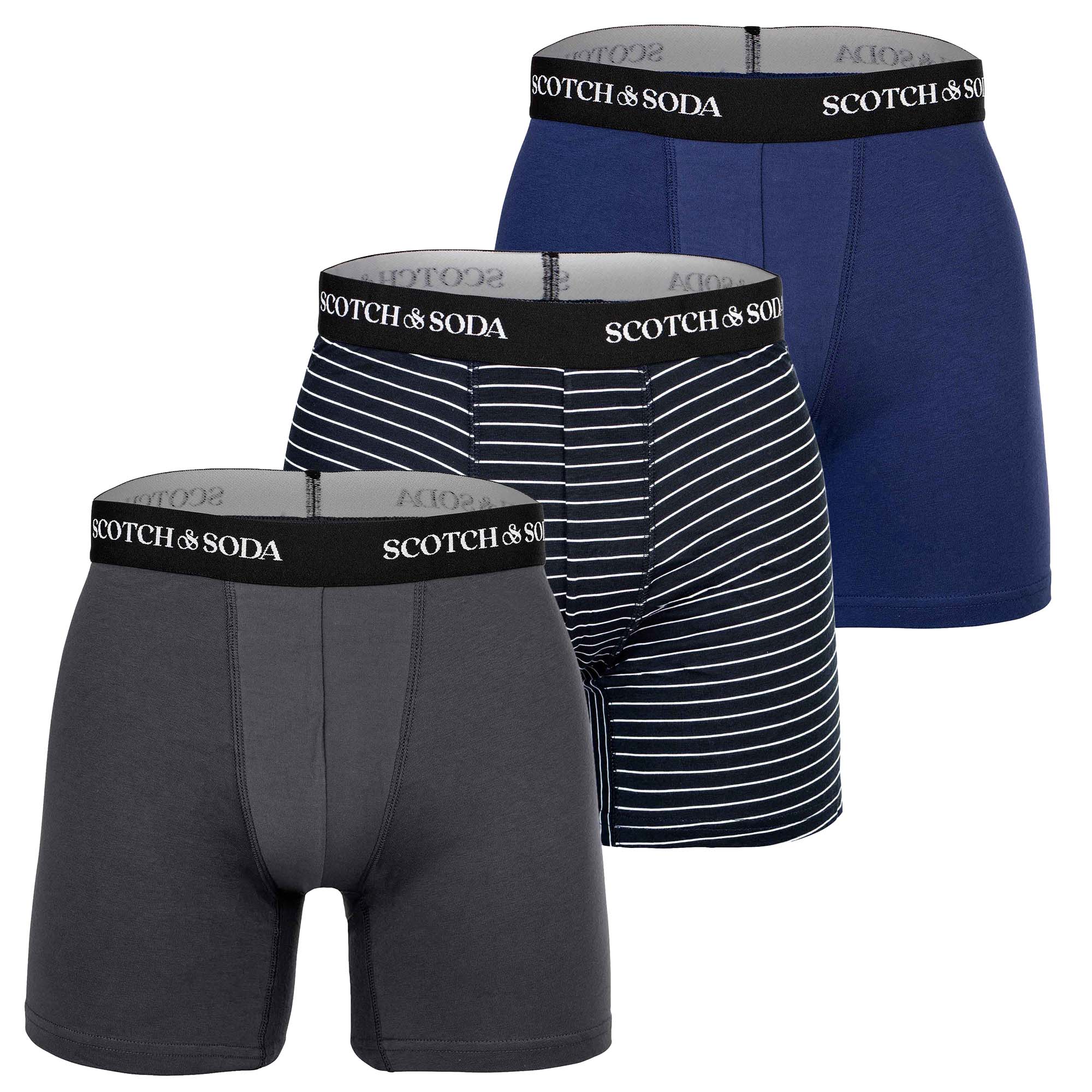 SCOTCH&SODA Herren Boxershorts, 3er Pack - Solid Cotton Stretch