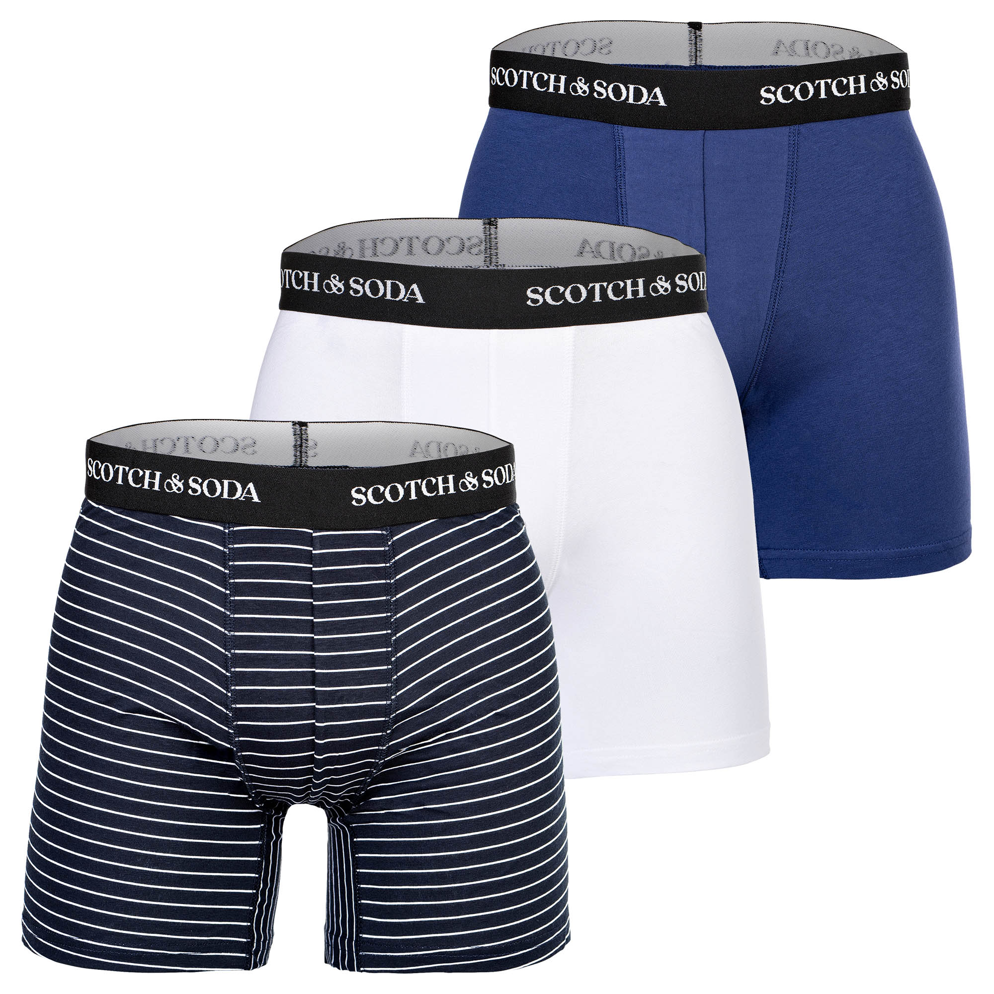 SCOTCH&SODA Herren Boxershorts, 3er Pack - Solid Cotton Stretch