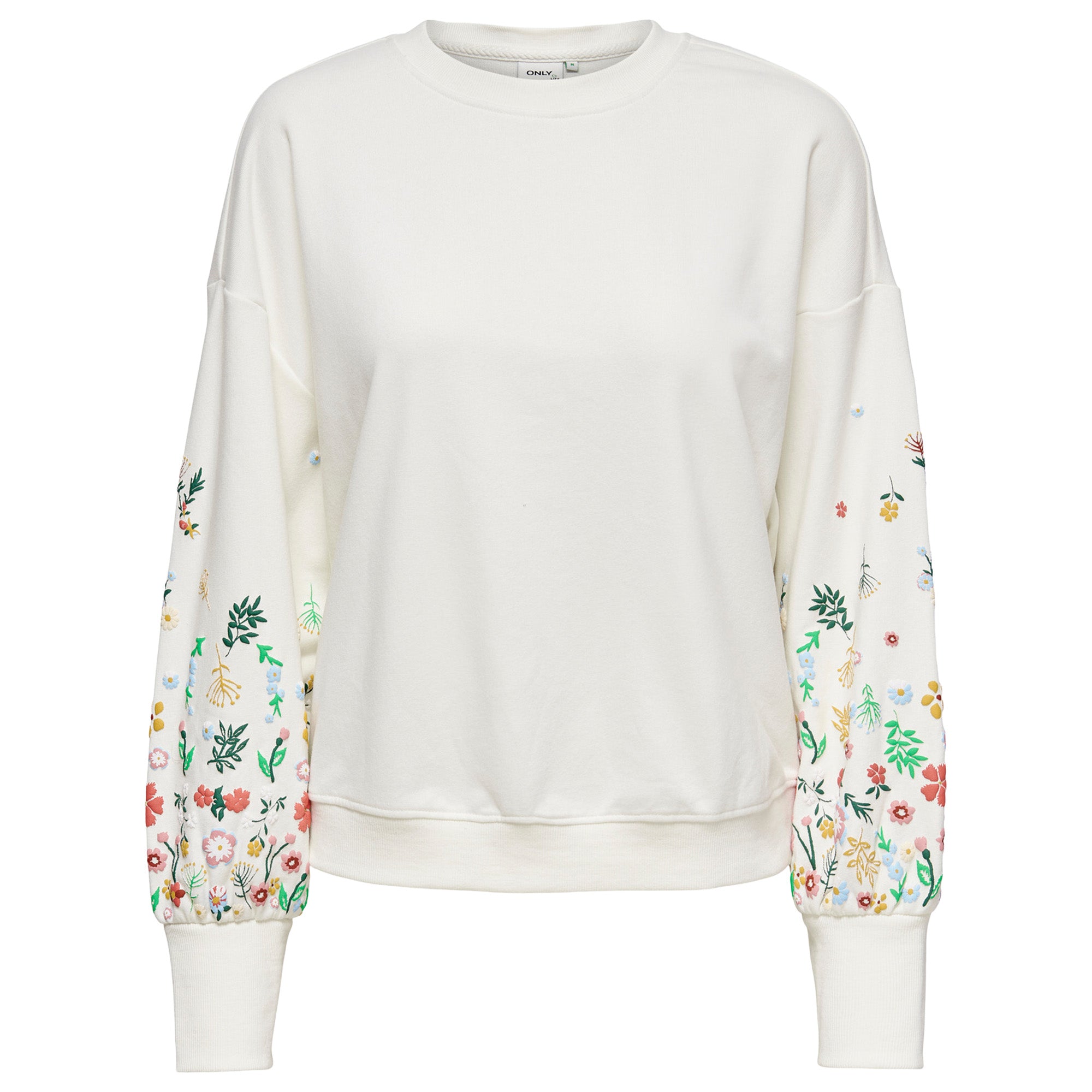 ONLY Women's Sweatshirt - ONLBROOKE O-NECK FLOWER, Crew Neck, Cotton Blend, Flowers