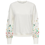 ONLY Women's Sweatshirt - ONLBROOKE O-NECK FLOWER, Crew Neck, Cotton Blend, Flowers