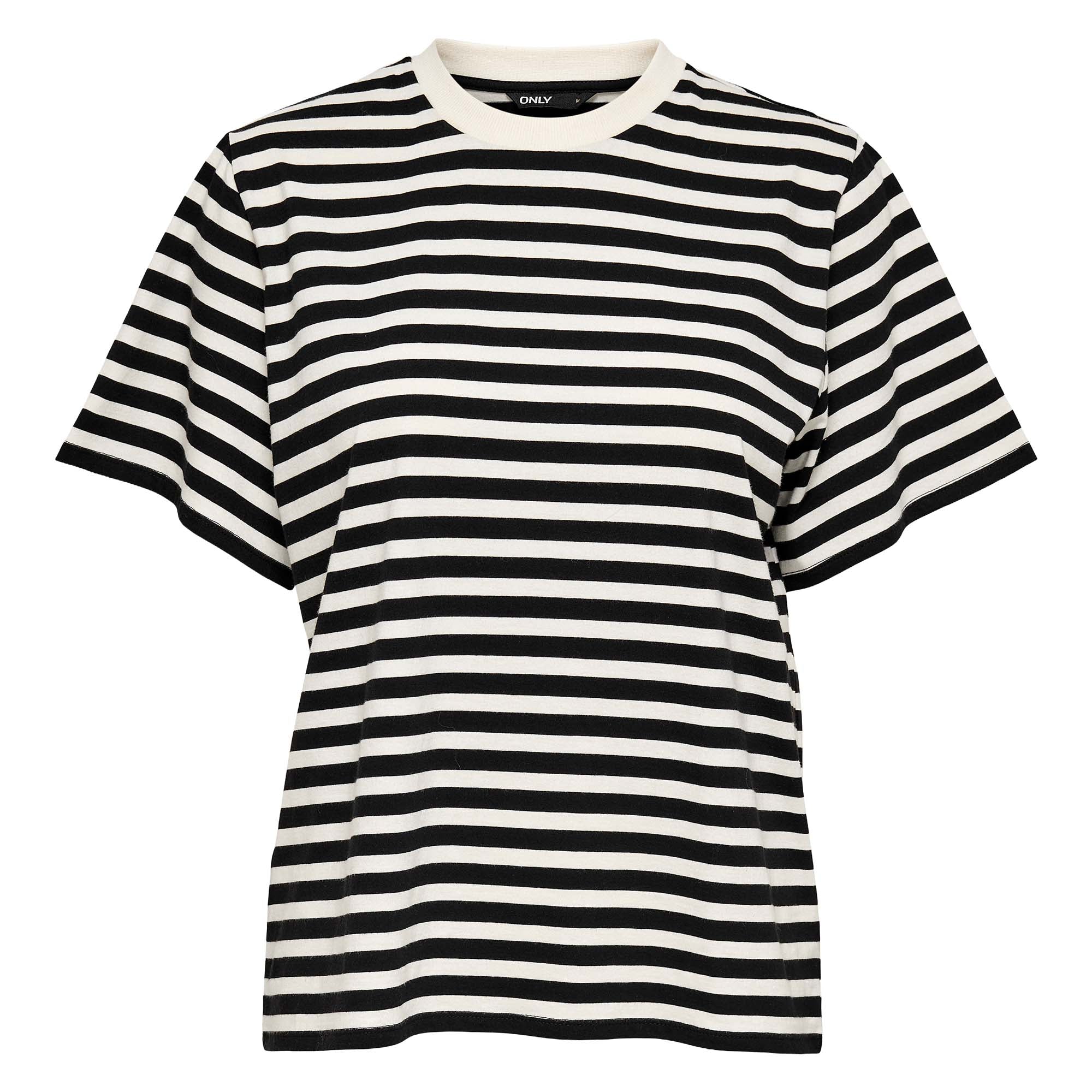 ONLY Damen T-Shirt - ONLLIVINA LIFE STRIPE TEE, Kurzarm, Rundhals, Streifen