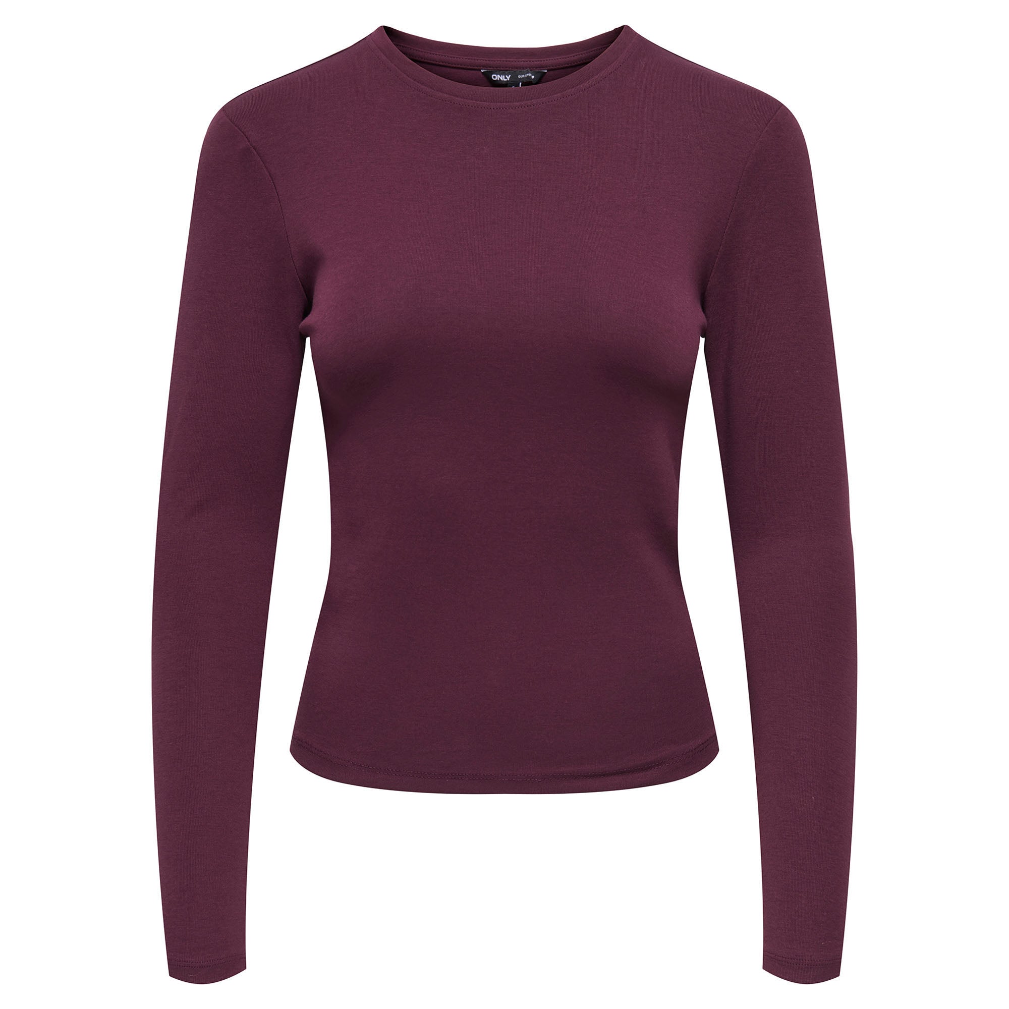 ONLY Damen Langarmshirt - ONLRILEY O-NECK TOP, Longsleeve, Rundhals, Cotton Stretch
