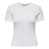 ONLY Damen T-Shirt - ONLJUNE TEE, Materialmix, Slim Fit, einfarbig