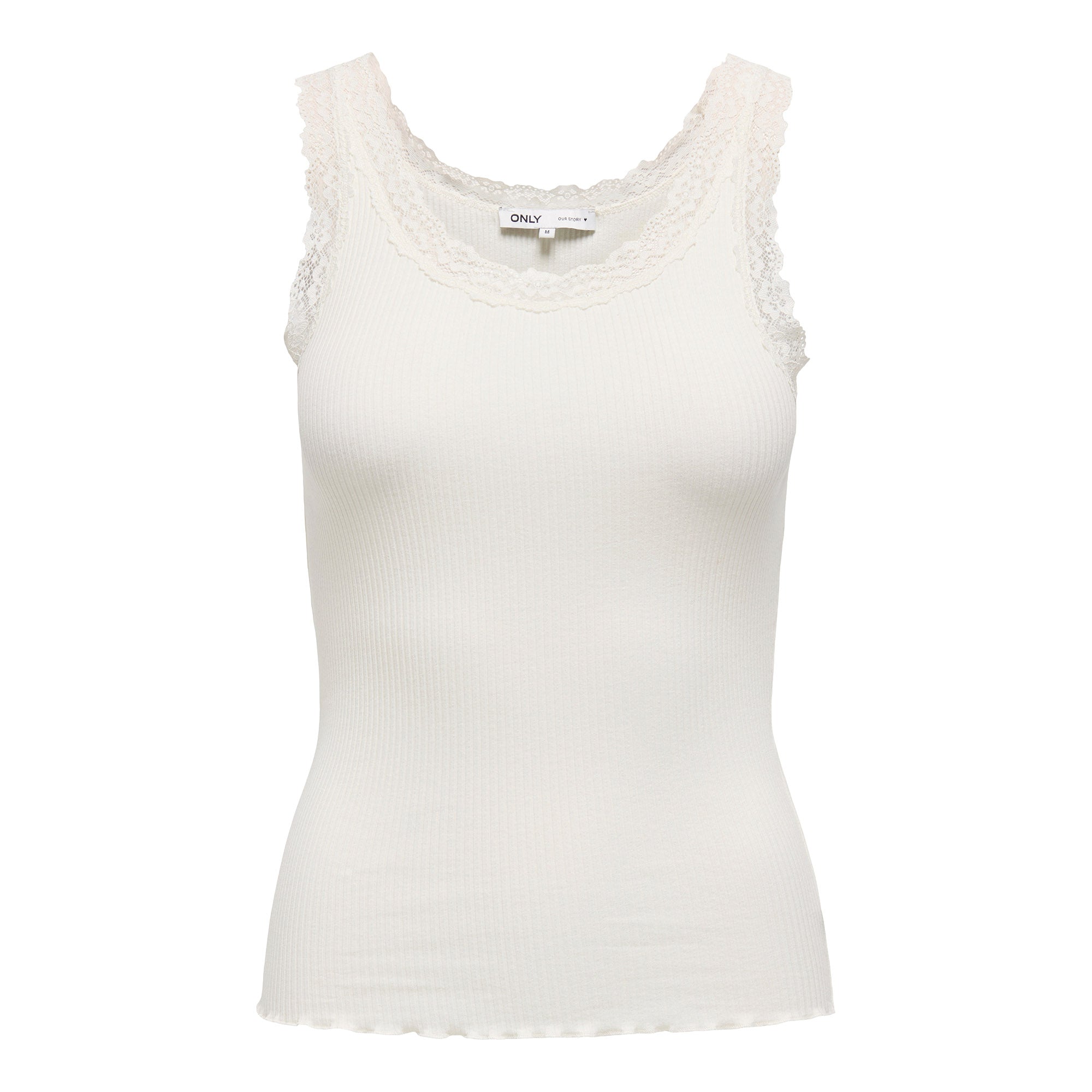 ONLY Damen Top - ONLSARA SHARAI LIFEW TANK TOP, Spitze,  gerippt, Rundhals, Baumwolle