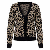 ONLY Damen Strickjacke - ONLLEO V-NECK CARDIGAN, Viskose-Mischung, Leoparden-Print