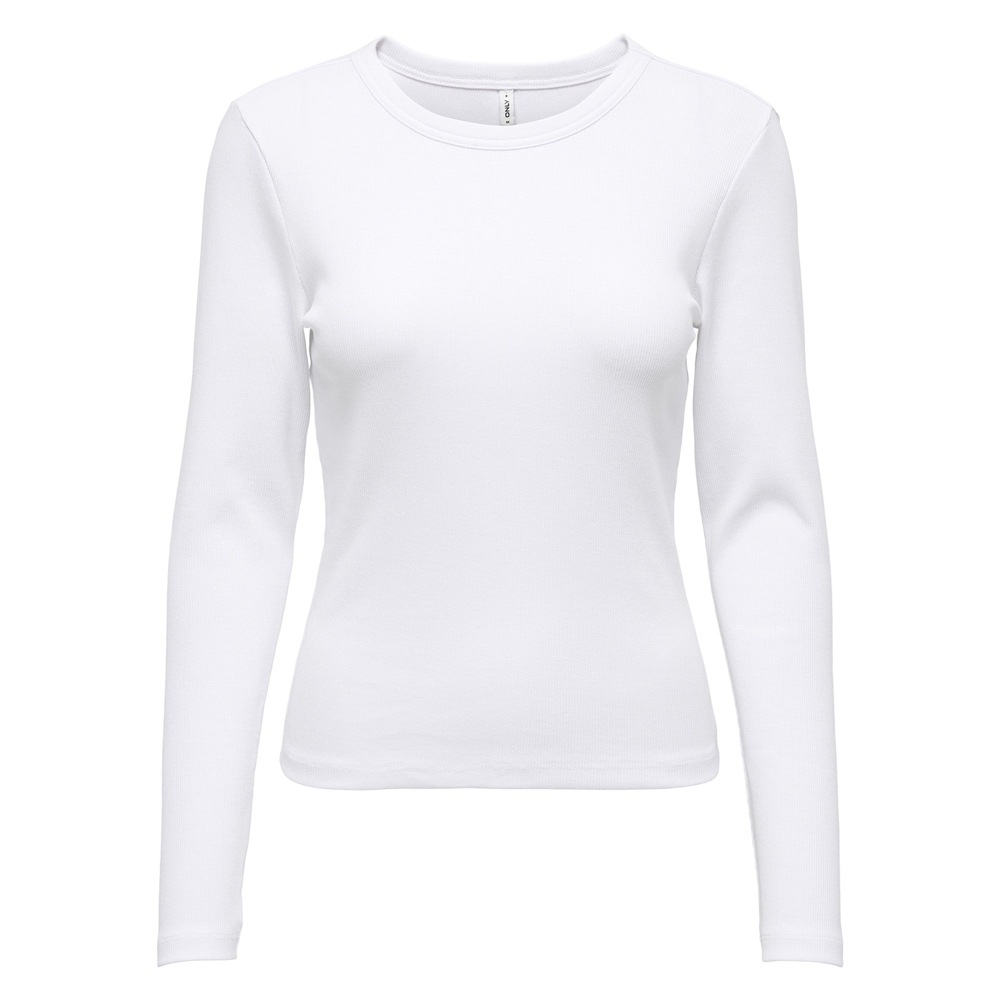 ONLY Damen Ripp-Langarmshirt - ONLVAL O-NECKT SWEAT, Rundhals, Regular Fit, Baumwoll-Stretch, einfarbig