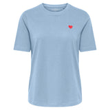 ONLY Damen T-Shirt - ONLHAPPY O-NECK TEE EMB, Baumwolle, Regular Fit, Print