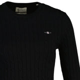 GANT Damen Pullover - STRETCH COTTON CABLE C-NECK, Rundhals, Zopfstrick, Logo – 3/3