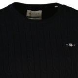 GANT Damen Pullover - STRETCH COTTON CABLE C-NECK, Rundhals, Zopfstrick, Logo – 2/3