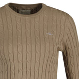 GANT Damen Pullover - STRETCH COTTON CABLE C-NECK, Rundhals, Zopfstrick, Logo – 2/3