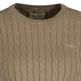 GANT Damen Pullover - STRETCH COTTON CABLE C-NECK, Rundhals, Zopfstrick, Logo – 3/3