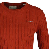 GANT Damen Pullover - STRETCH COTTON CABLE C-NECK, Rundhals, Zopfstrick, Logo – 2/3