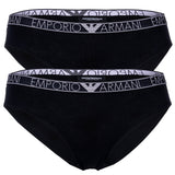 EMPORIO ARMANI Damen Slip, 2er Pack - ESSENTIAL STUDS LOGO, Briefs, Cotton Stretch