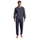 GÖTZBURG Herren Schlafanzug lang - Pyjama V-Ausschnitt, Pure Cotton – 2/4