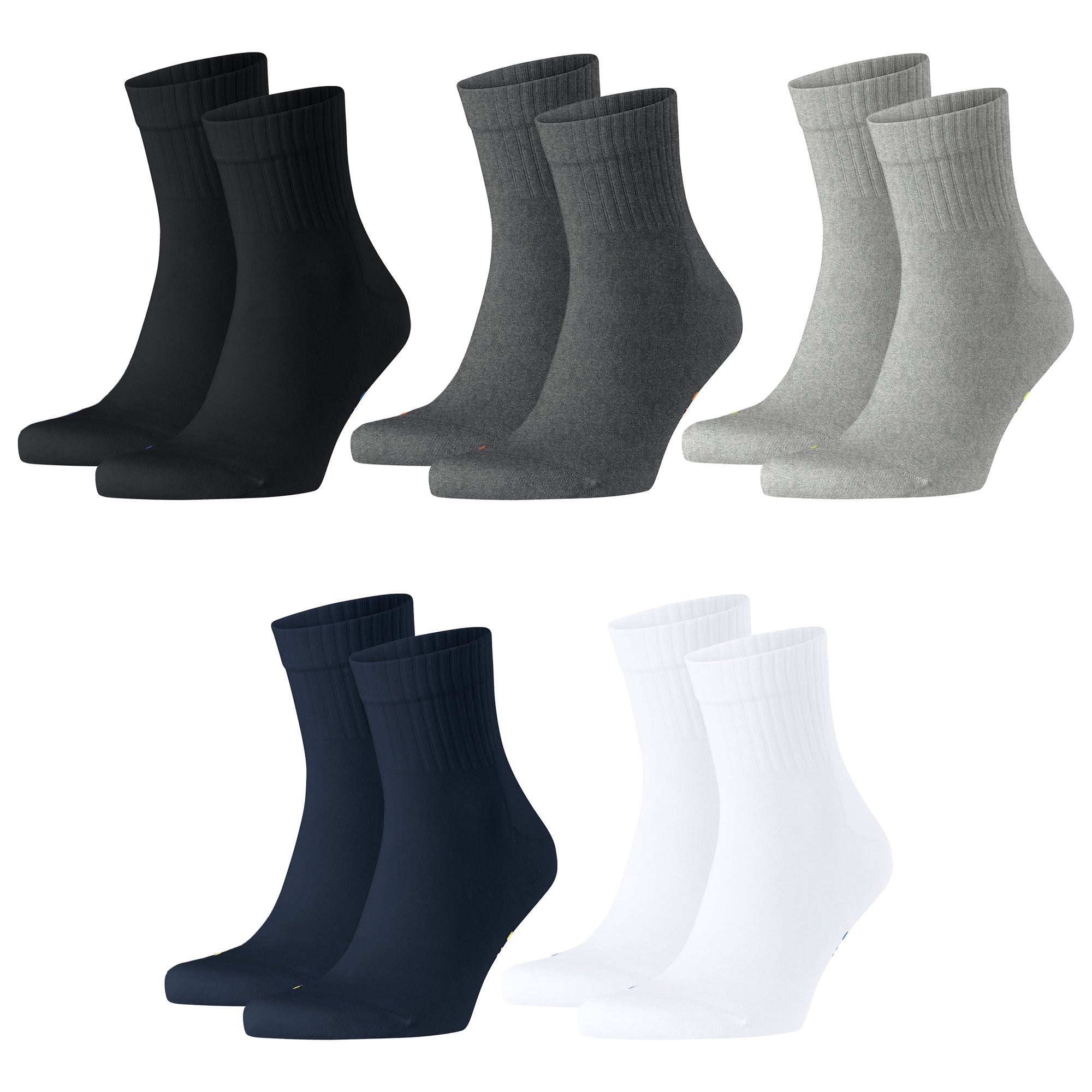 FALKE Unisex Socken 2er Pack - Kurzsocken, Baumwollmischung, Run Rib, Bündchen, einfarbig