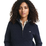 GANT Damen Strickpullover mit Troyer - Cable Half-Zip, Zopfstrick, Stretch Cotton – 4/5