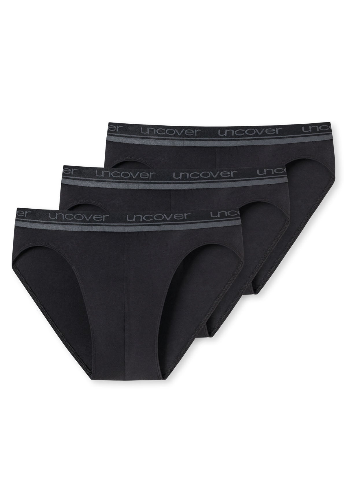 UNCOVER by SCHIESSER Men's Briefs 3-Pack - Rio Briefs, Series "Uncover", Logo Waistband