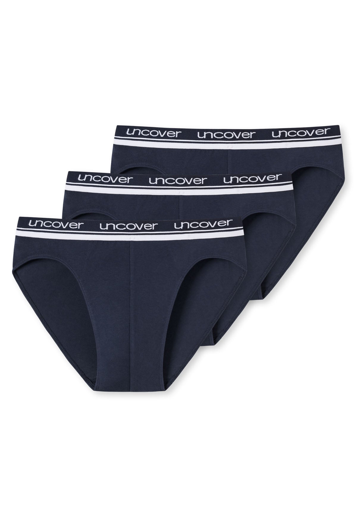 UNCOVER by SCHIESSER Men's Briefs 3-Pack - Rio Briefs, Series "Uncover", Logo Waistband