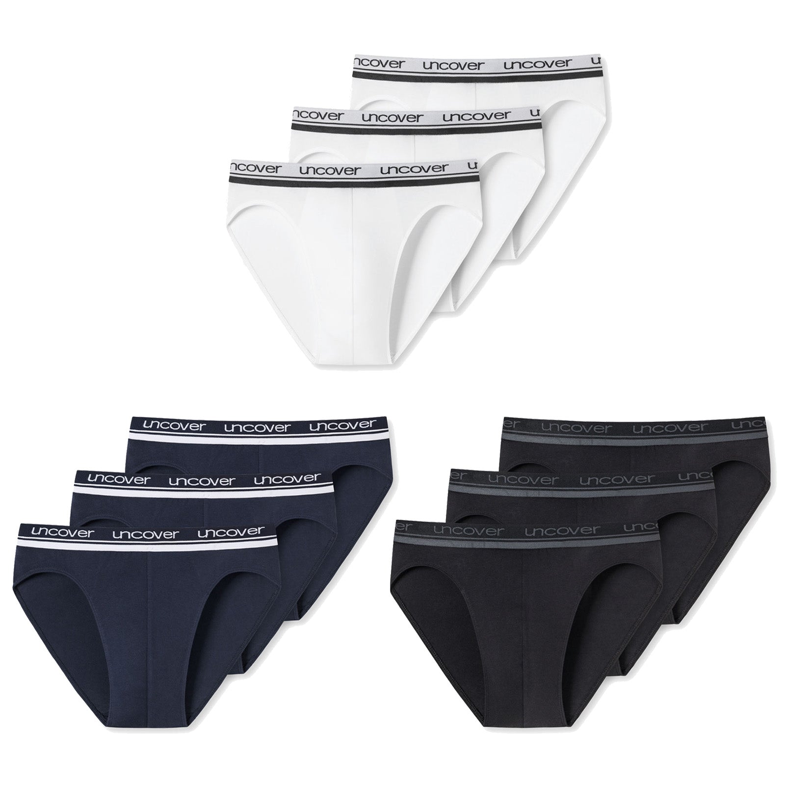 UNCOVER by SCHIESSER Men's Briefs 3-Pack - Rio Briefs, Series "Uncover", Logo Waistband