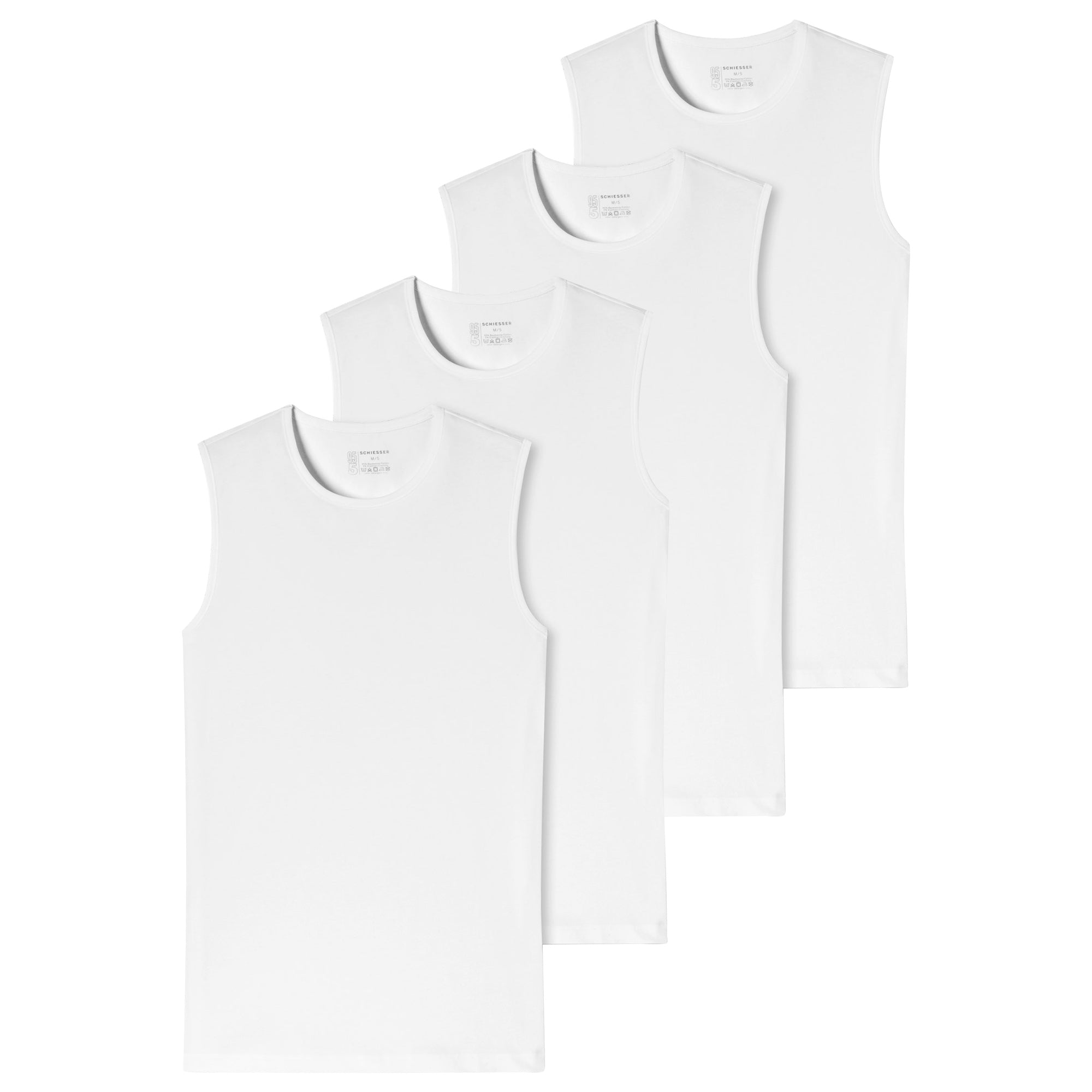 SCHIESSER Herren Unterhemd 4er Pack - Serie "95/5", Tanktop, Rundhals, S-4XL