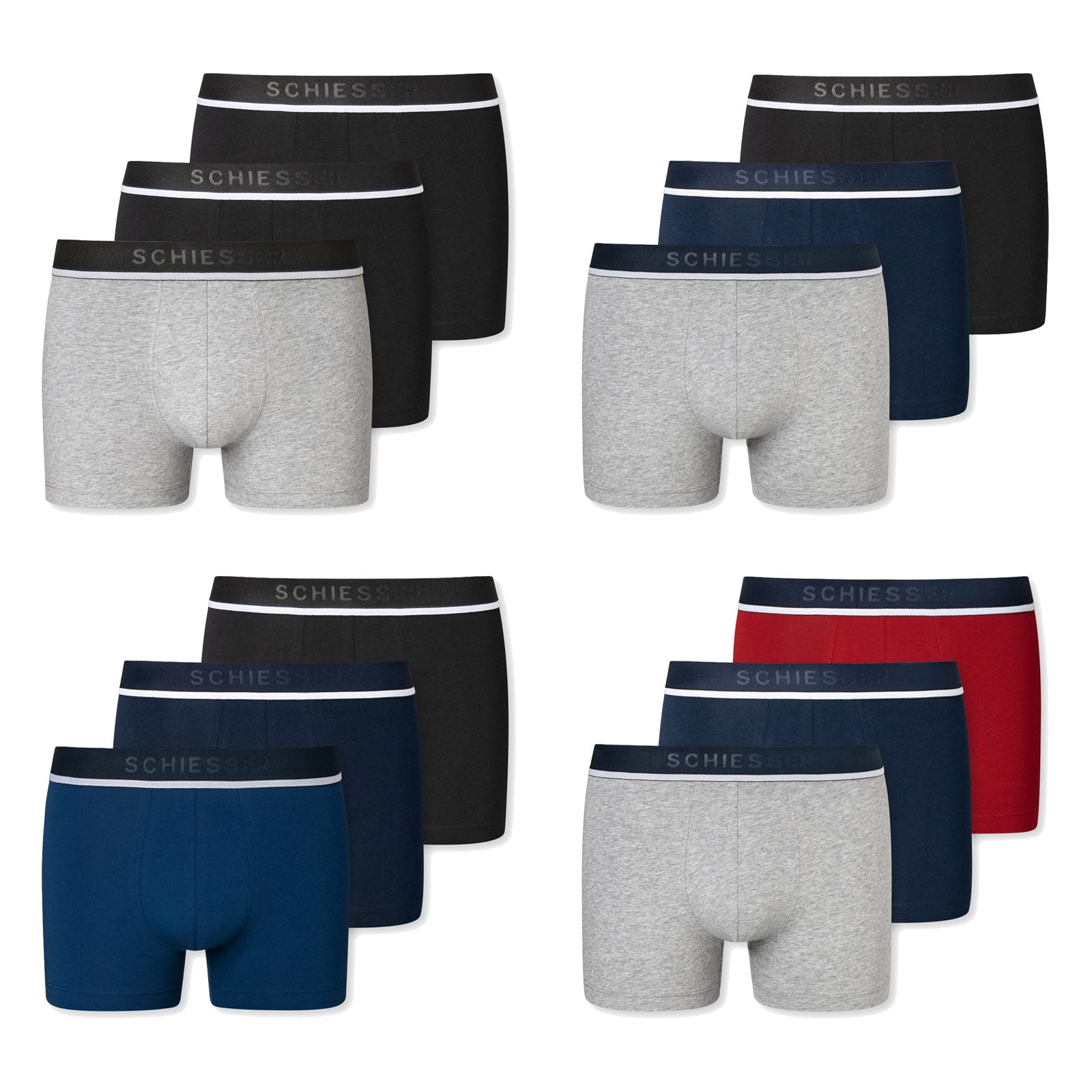 SCHIESSER Herren Shorts im Pack - Serie "95/5", Vorteilspack, Unterhose, Logobund, uni, S-2XL