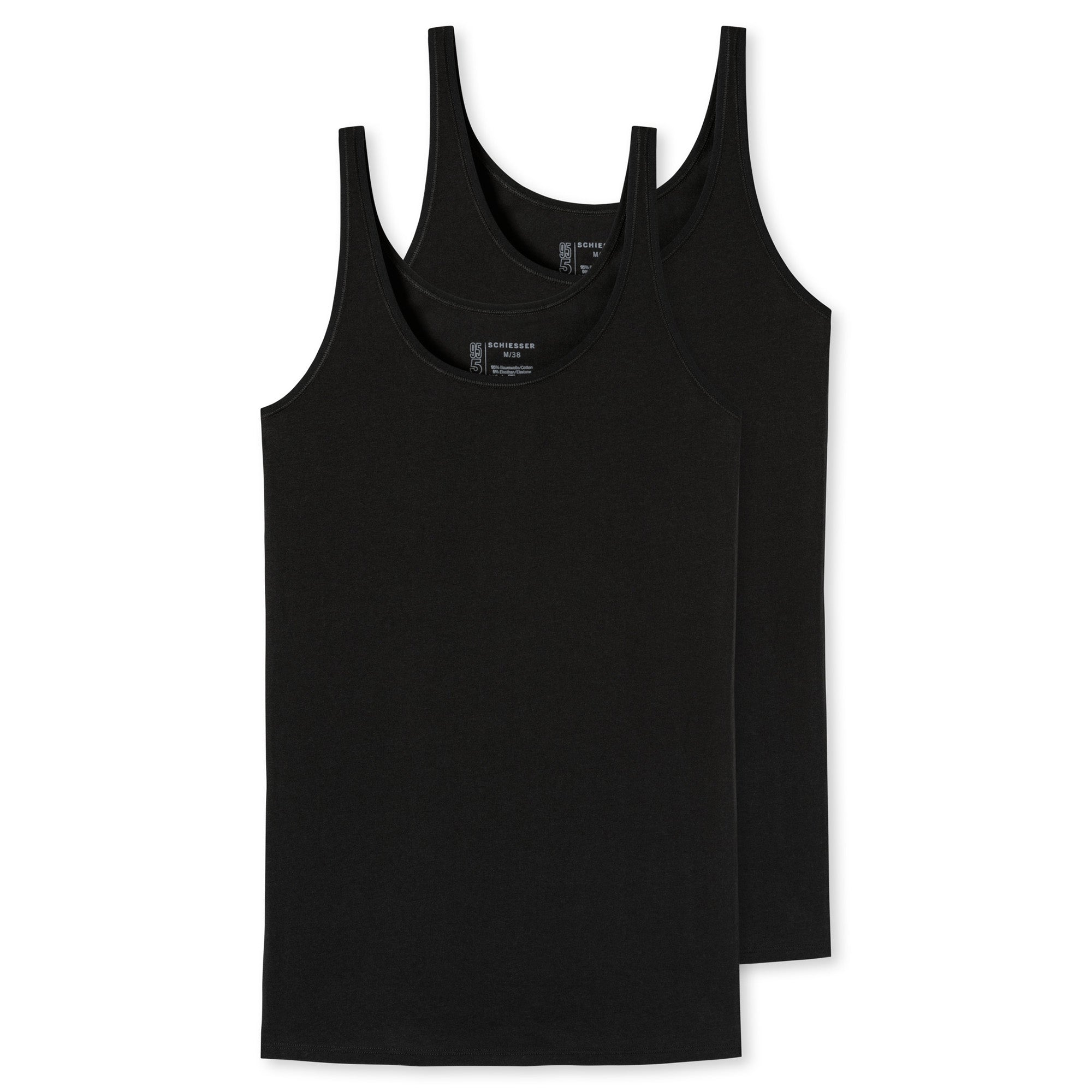 SCHIESSER Damen Trägertop, 2er Pack - Single Jersey, Serie 95/5, uni